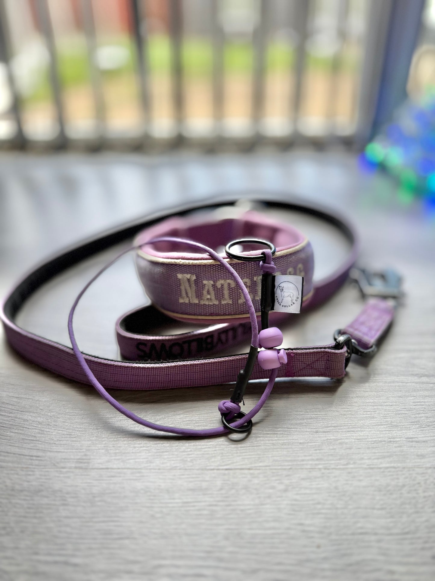 Lilac Dog check collar / grot collar / slip collar / slip lead