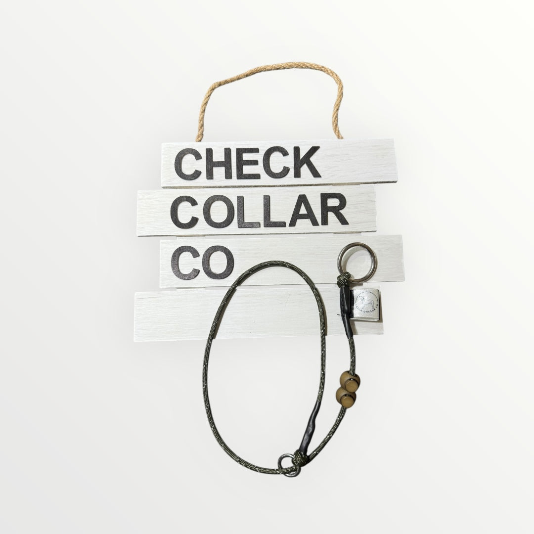 Khaki hi-vis Dog check collar / grot collar / slip collar / slip lead