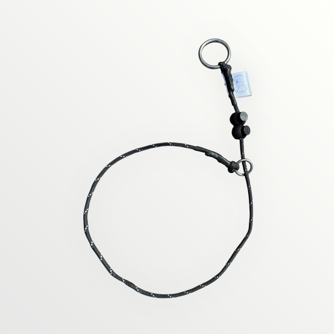 Black hi-vis Dog check collar / grot collar / slip collar / slip lead