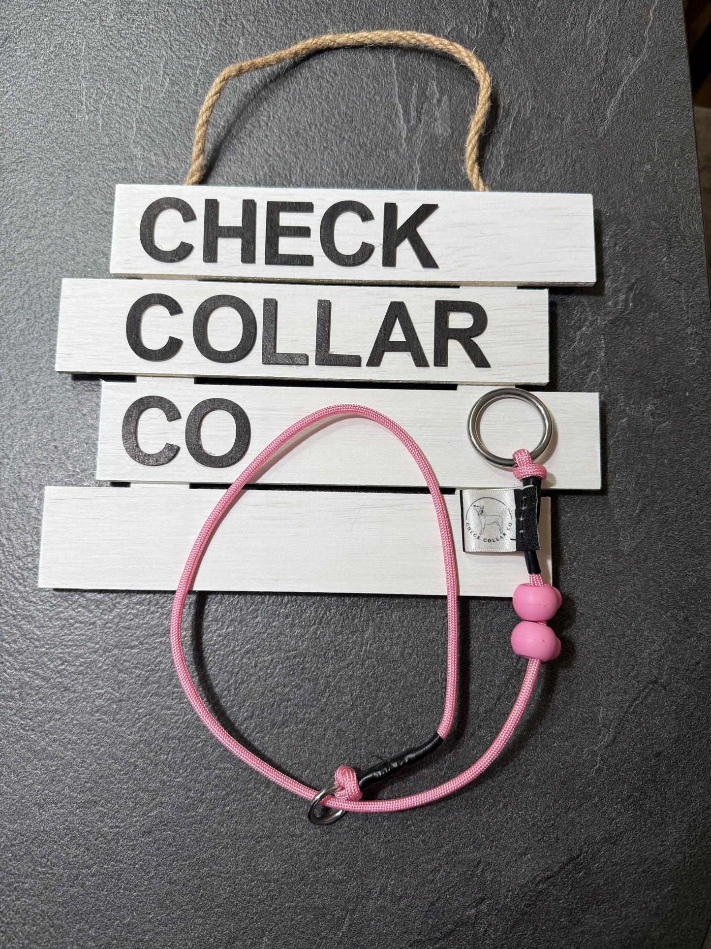 Pink Dog check collar / grot collar / slip collar / slip lead