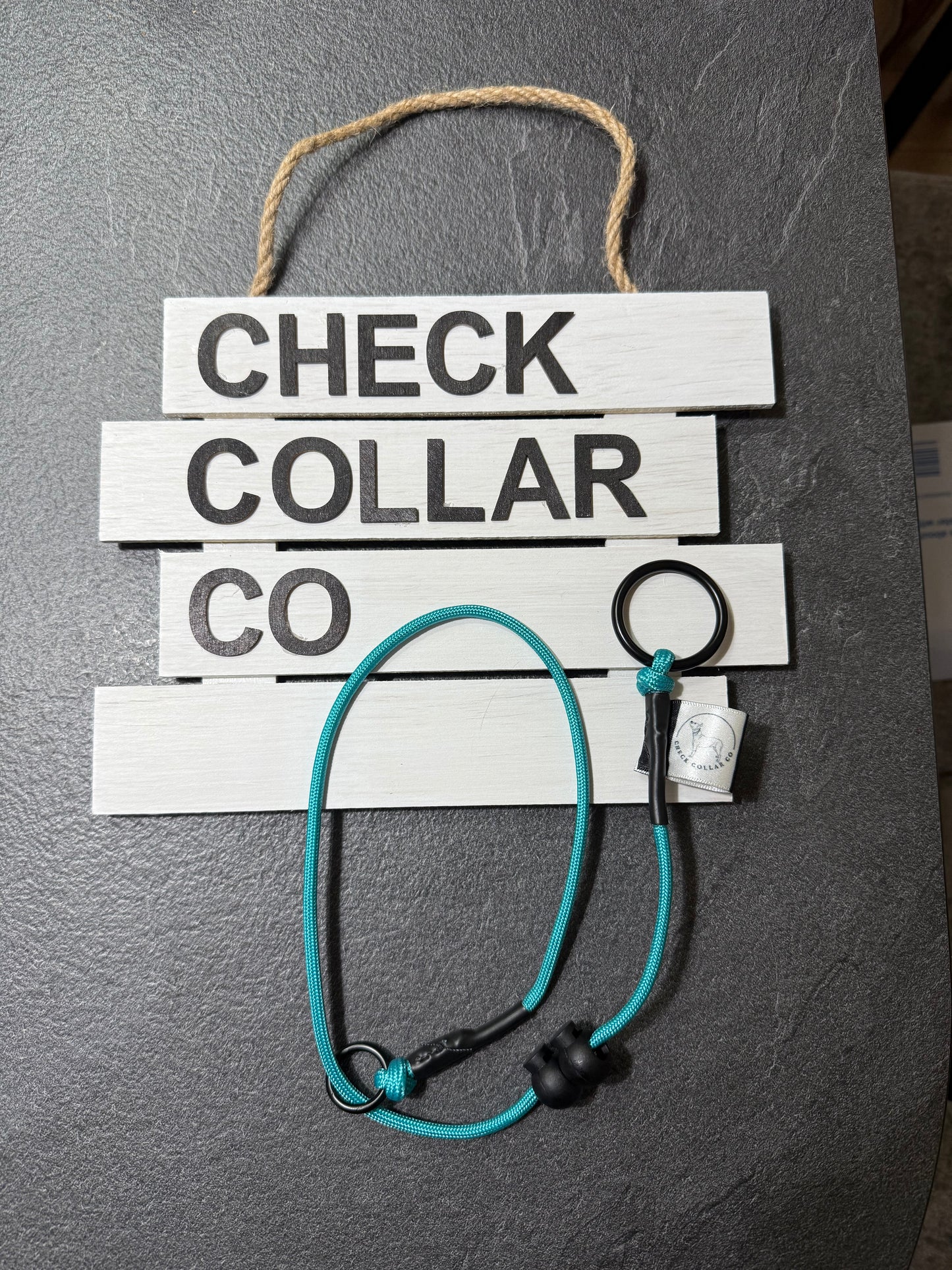 Turquoise Dog check collar / grot collar / slip collar / slip lead