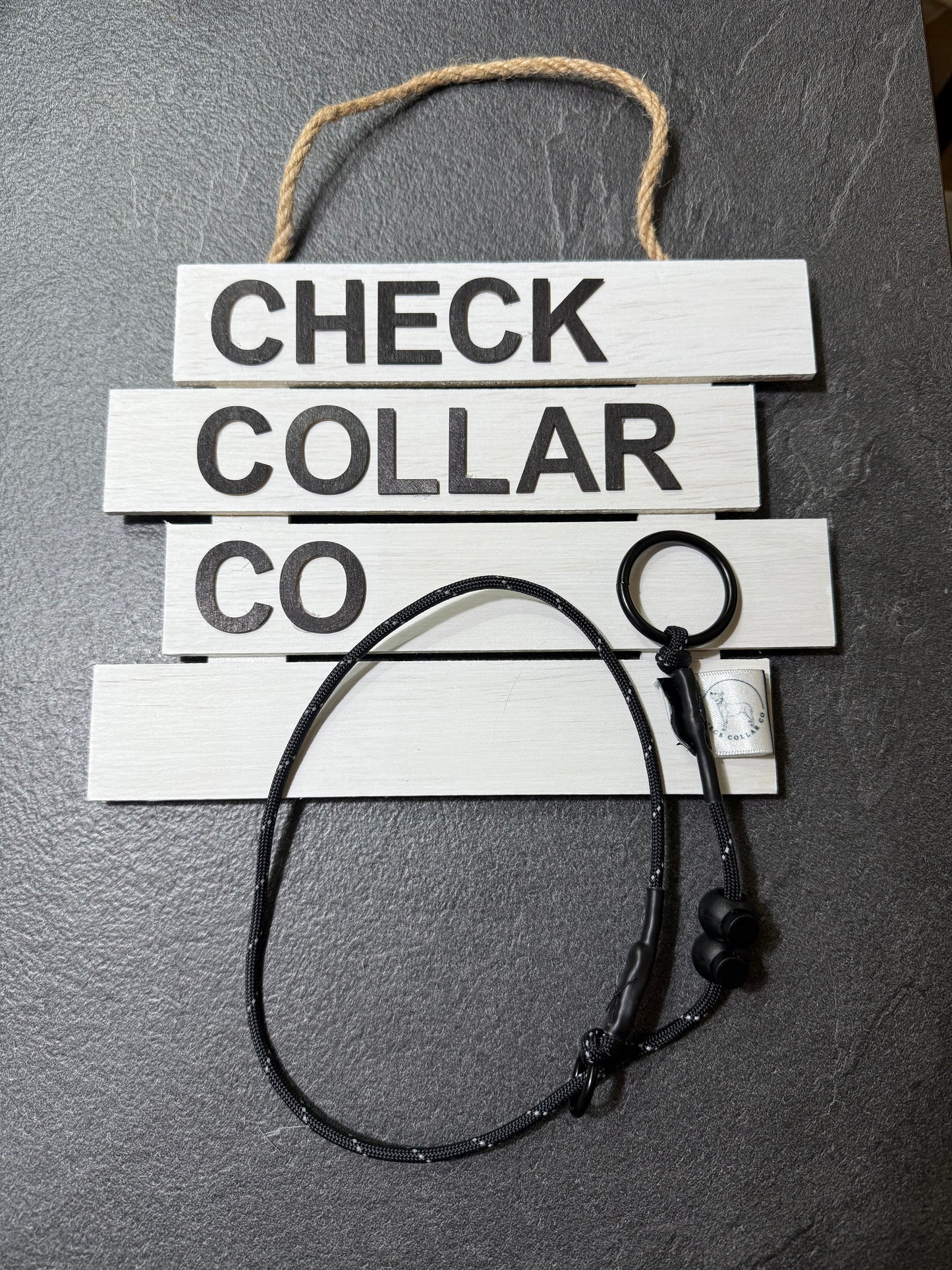 Black hi-vis Dog check collar / grot collar / slip collar / slip lead