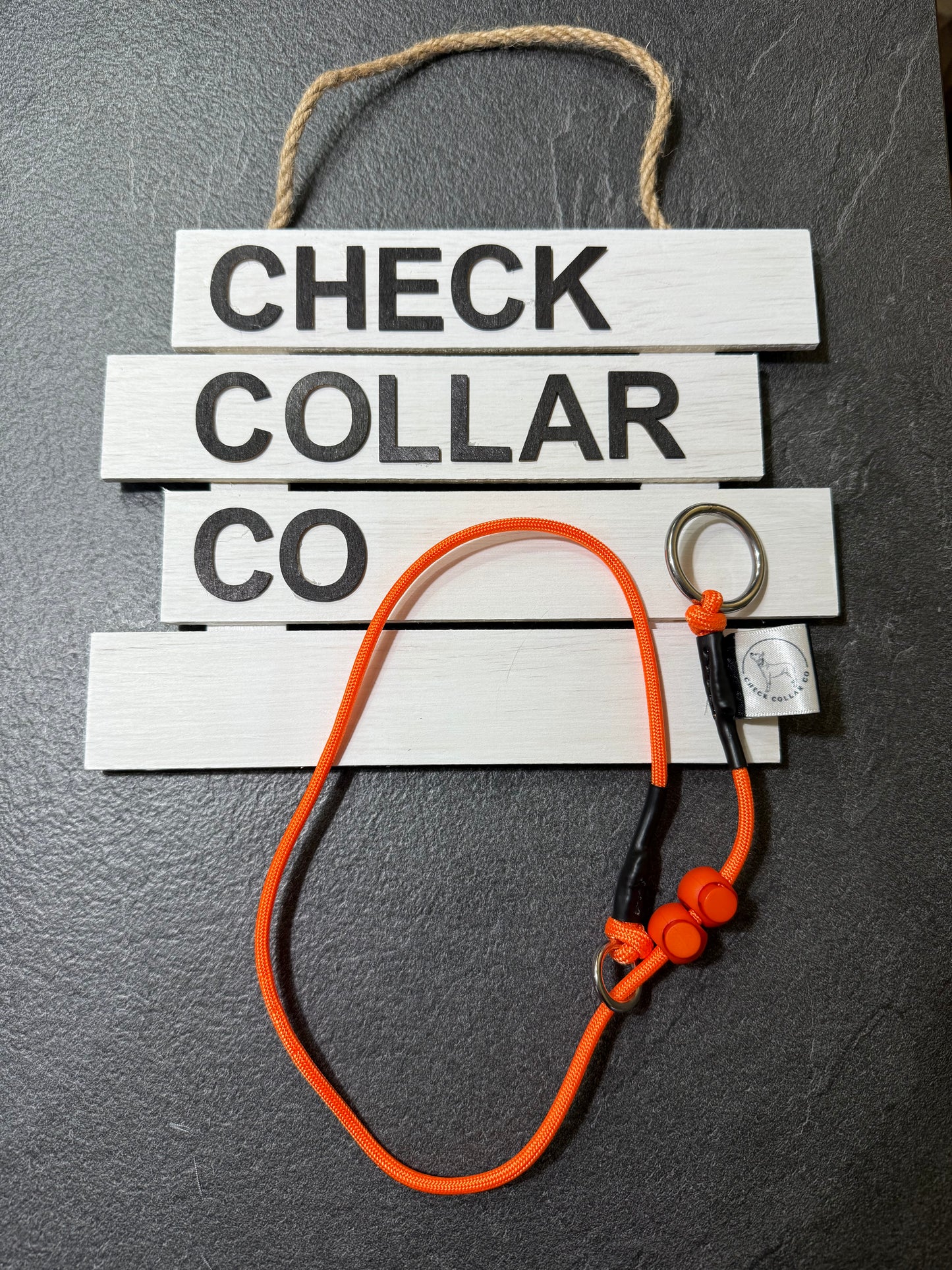 Orange Dog check collar / grot collar / slip collar / slip lead