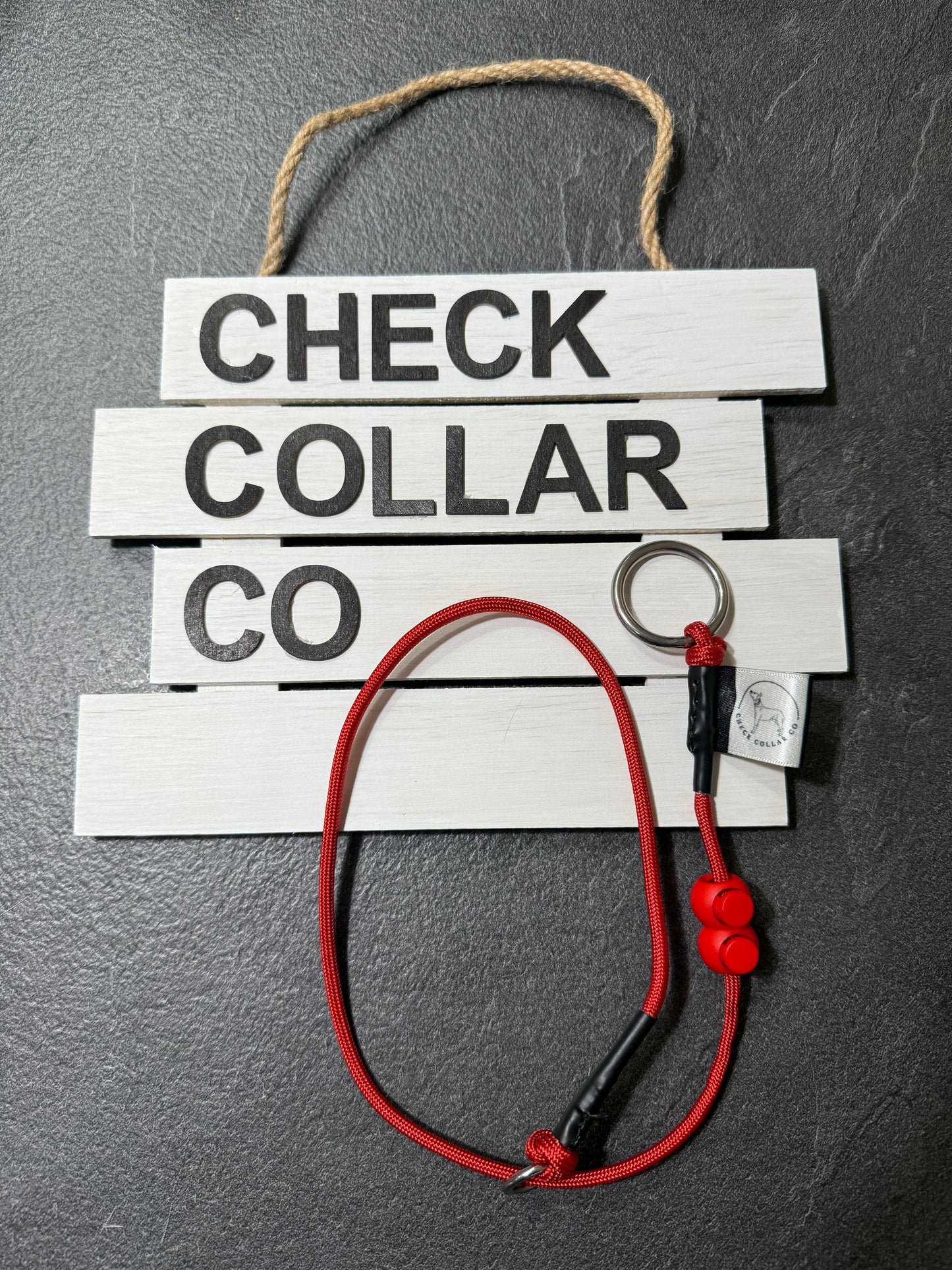 Red Dog check collar / grot collar / slip collar / slip lead